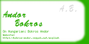 andor bokros business card